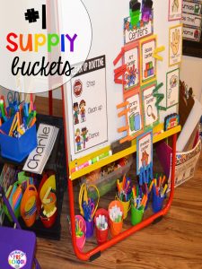 Student supplys hack plus 14 more classroom organization hacks to make teaching easier that every preschool, pre-k, kindergarten, and elementary teacher should know. FREE theme box labels too!