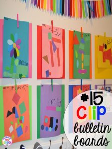 Clothespin bulletin board hack plus 14 more classroom organization hacks to make teaching easier that every preschool, pre-k, kindergarten, and elementary teacher should know. FREE theme box labels too!