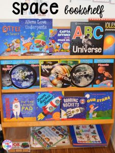 Space books! Space theme activities and centers (literacy, math, fine motor, stem, blocks, sensory, and more) for preschool, pre-k, and kindergarten