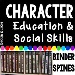 Character education and social skills binder spines to help you stay organized in your preschool, pre-k, or kindergarten room