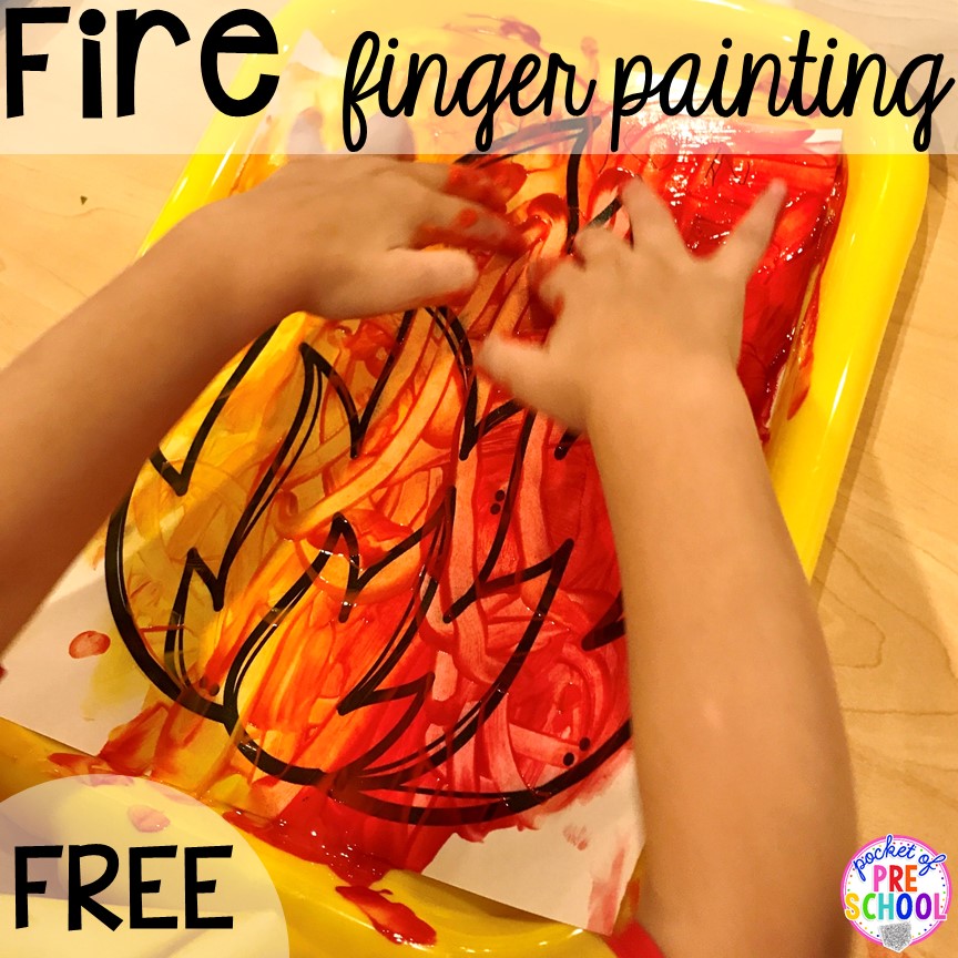 Fire finger painting! Community Helper themed activities and centers for preschool, pre-k, and kindergarten. 