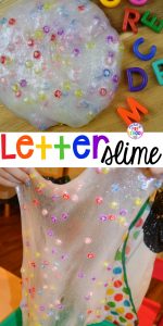 Letter SLIME - Find letters,hide letters, make names, make sight words, and talk about letter sounds. Perfect for preschool, pre-k, and kindergarten.