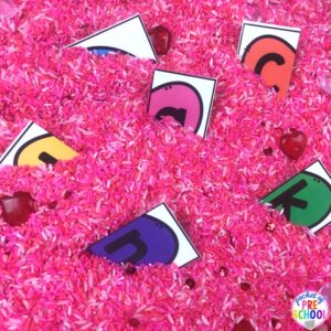 alentine heart letter puzzles for preschool, pre-k, and kindergarten. Match uppercase and lowercase letters.