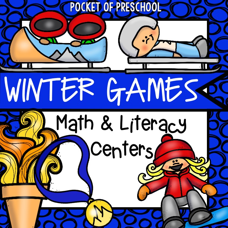 Have a winter games theme in your preschool, pre-k, or kindergarten classroom while learning math and literacy skills.