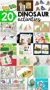 Dinosaur themed activities for little learners. FREE dinosaur counting puzzles (1-20) fun for preschool, per-k, and kindergarten kiddos!