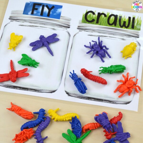 Have an insect theme in your preschool, pre-k, or kindergarten classroom while learning math and literacy skills.