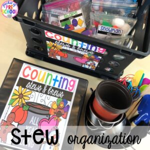 How to organize Counting Stews! A hands on counting game perfect for preschool, pre-k, and kindergarten. How to create them, how to implement them, and what students are learning.