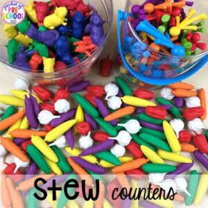 What counters to use Counting Stews! A hands on counting game perfect for preschool, pre-k, and kindergarten. How to create them, how to implement them, and what students are learning.