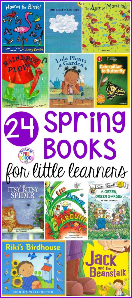 GIANT list of Spring Books for Little Learners... filled with books about bugs, weather, plants, and spring animals! 