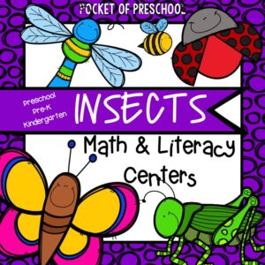 Have an insect theme in your preschool, pre-k, or kindergarten classroom while learning math and literacy skills.