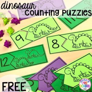 FREE dinosaur counting puzzles #preschool #pocketofpreschool #dinosaurtheme