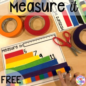 Measurement freebie! Construction themed centers and activities my preschool & pre-k kiddos will LOVE! (math, letters, sensory, fine motor, & freebies too)