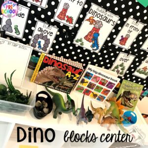 Dinosaur blocks center plus tons of dinosaur themed activities & centers your preschool, pre-k, and kindergarten students will love! #preschool #pocketofpreschool #dinosaurtheme