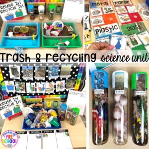 Trash and Recycling science unit is packed with tons of hands on science investigations. Designed for preschool, pre-k, and kindergarten.
