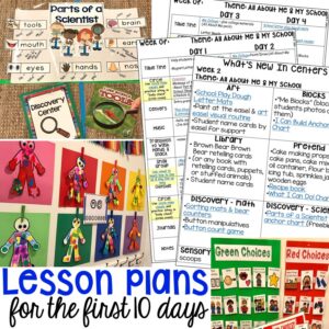The first 10 days of school lesson plans designed for preschool, pre-k, and kindergarten