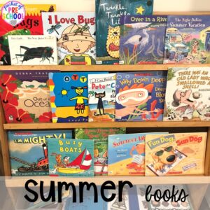 Summer book list plus tons of summer themed activities your preschool, pre-k, and kindergarten kiddos will LOVE! #preschool #pre-k #summertheme