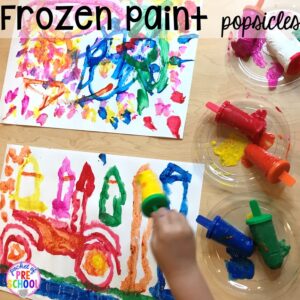 Popsicle painting plus tons of summer themed activities your preschool, pre-k, and kindergarten kiddos will LOVE! #preschool #pre-k #summertheme
