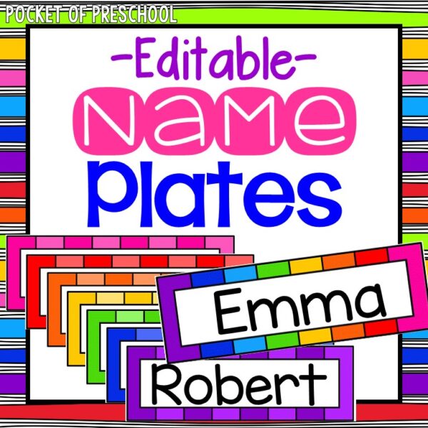 EDITABLE Rainbow Name Plates for Student Name Tags - Pocket of Preschool