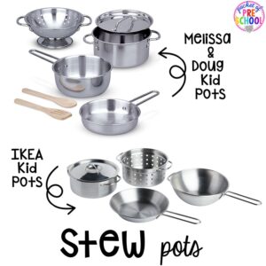 Stew pots! Literacy Stews is a FUN letter, beginning sound, sight word, and name game for preschool, pre-k, and kindergarten. #preschool #prek #lettergame #sightwords