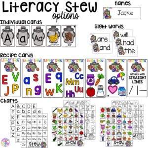 Literacy Stews is a FUN letter, beginning sound, sight word, and name game for preschool, pre-k, and kindergarten. #preschool #prek #lettergame #sightwords