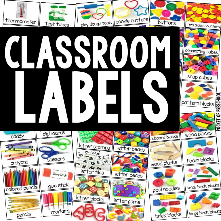 A huge pack of classroom labels with real images to organize and prep your preschool, pre-k, or kindergarten room.