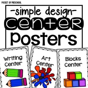 Simple design center posters for your preschool, pre-k, or kindergarten room.