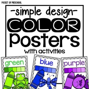 Simple design color posters for your preschool, pre-k, or kindergarten room.