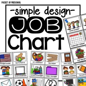Simple design job chart for your preschool, pre-k, or kindergarten room.