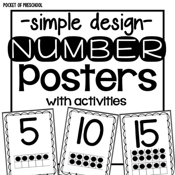 Simple design number posters for your preschool, pre-k, or kindergarten room.