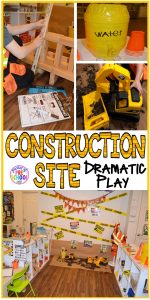 How to create a Construction Site in the dramatic play perfect for preschool, pre-k, and kindergarten. #constructiontheme #preschool #prek #dramaticplay