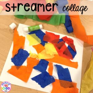 Streamer Art! Birthday theme activities and centers preschool, pre-k, and kinder students will LOVE!