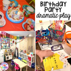 Birthday party dramatic play! Birthday theme activities and centers preschool, pre-k, and kinder students will LOVE!
