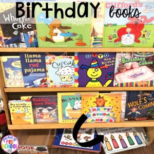 Birthday theme books! Birthday theme activities and centers preschool, pre-k, and kinder students will LOVE!