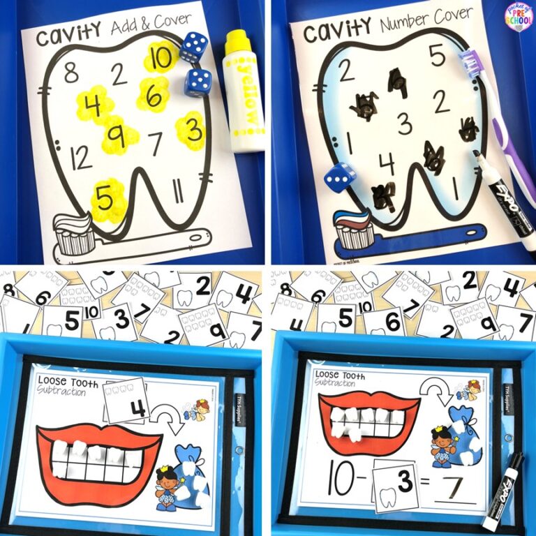 My Body and Teeth Math and Literacy Centers for Preschool, Pre-K, and ...