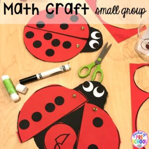 Math craft for small group. Small group ideas, tip,s and tricks for preschool, pre-k, and kindergarten FREE printable list! #smallgroup #preschool #prek #lessonplans