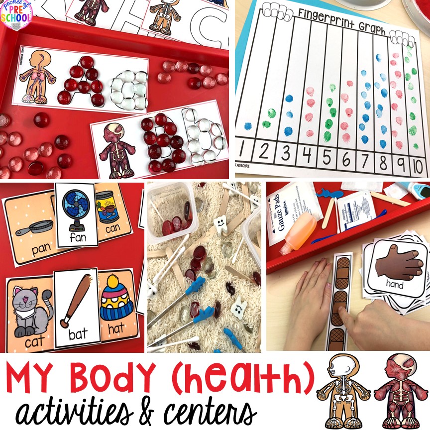 My Body themed centers and activities FREEBIES too! Preschool, pre-k, and kindergarten kiddos will love these centers.