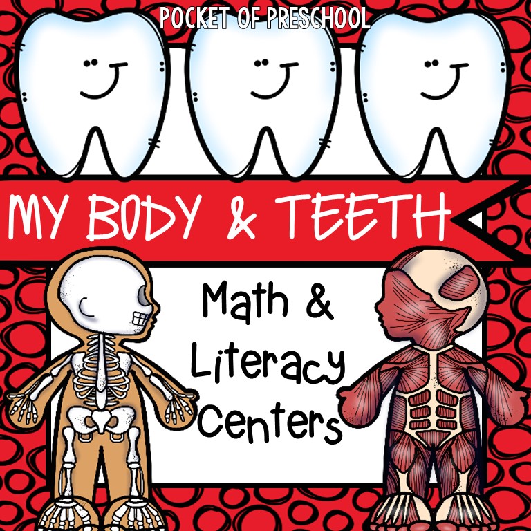 My Body Math and Literacy Centers for preschool, pre-k, and kindergarten 
