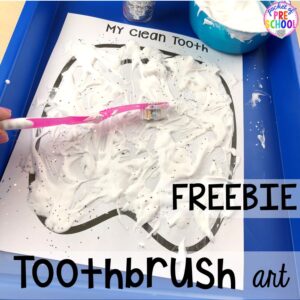 Tooth art freebie! Dental health themed activities and centers for preschool, pre-k, and kindergarten (FREEBIES too) #dentalhealththeme #preschool #pre-k #tooththeme