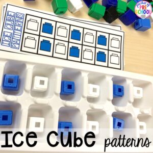 Ice cube patterns! Polar animal themed activities and centers for preschool, pre-k, and kindergarten. #polaranimals #polaranimaltheme #preschool #prek