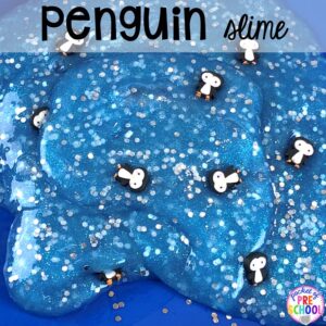 Penguin slime! Polar animal themed activities and centers for preschool, pre-k, and kindergarten. #polaranimals #polaranimaltheme #preschool #prek