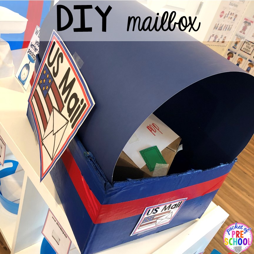 Boîte aux lettres du bureau de poste DIY ! Comment mettre en place un bureau de poste dans le jeu dramatique ou le centre de simulation. Parfait pour une classe de maternelle, de pré-maternelle ou d'école maternelle.