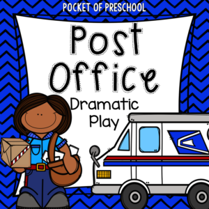 Set up a post office dramatic play area in your preschool, pre-k, and kindergarten room