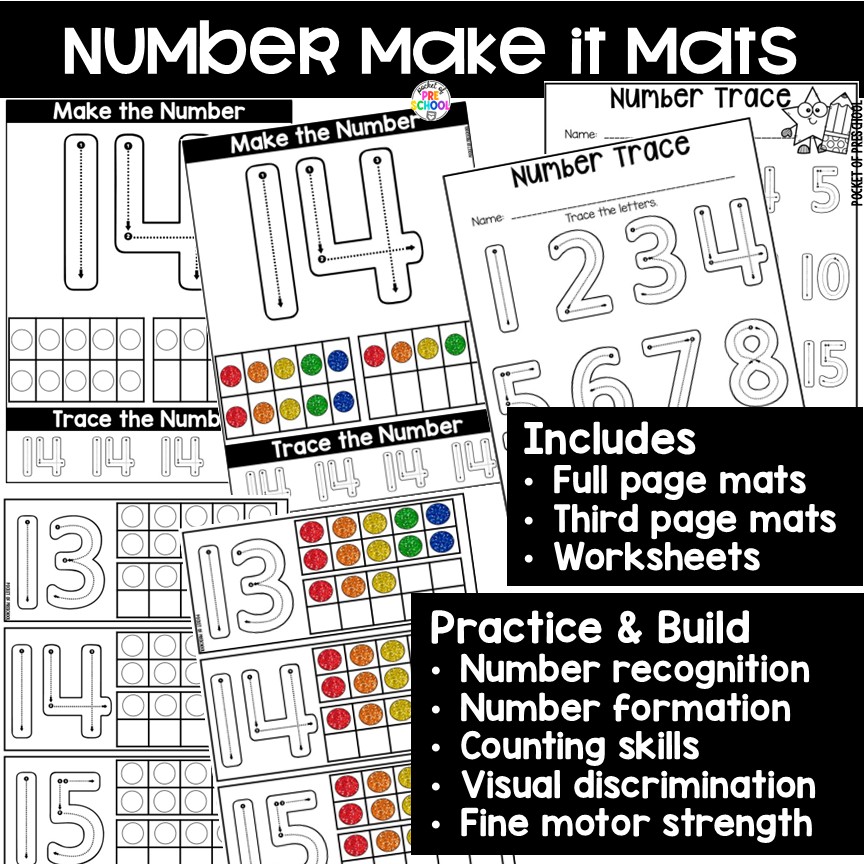 Make It Number Mats - Fine Motor Fun! 2 Practice number formation and identification while building numbers on these make it number mats.