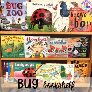 Bug books! Bug themed activities and centers for preschool, and kindergarten (freebies too)! Perfect for spring, summer, or fall! #bugtheme #insecttheme #preschool #prek #kindergarten