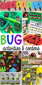 Bug themed activities and centers for preschool, and kindergarten (freebies too)! Perfect for spring, summer, or fall! #bugtheme #insecttheme #preschool #prek #kindergarten