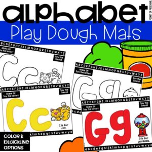 Alphabet play dough mats to practice letters in a preschool, pre-k, or kindergarten room.