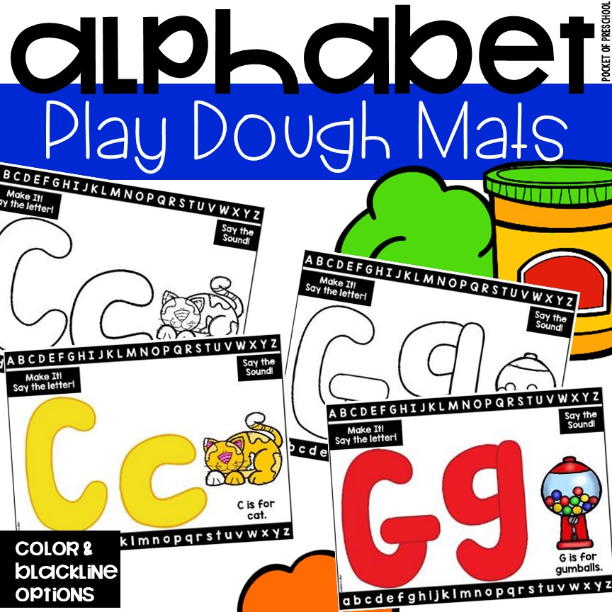 Alphabet play dough mats for little learners.