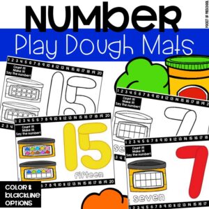 Numbers play dough mats to practice numbers in a preschool, pre-k, or kindergarten room.