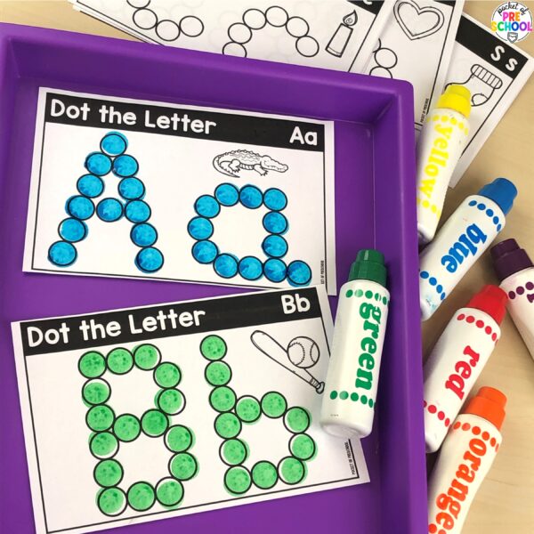 Practice letter formation and identification while building letters on these make it mats.