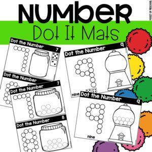 Number dot it mats to practice numbers in a preschool, pre-k, or kindergarten room.